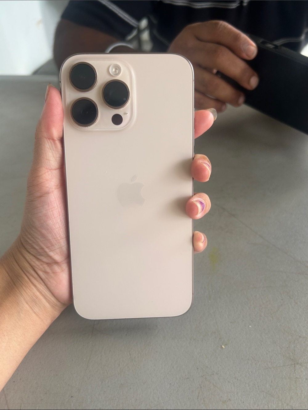 Apple iPhone Pro Max Blush Pink and White Rear